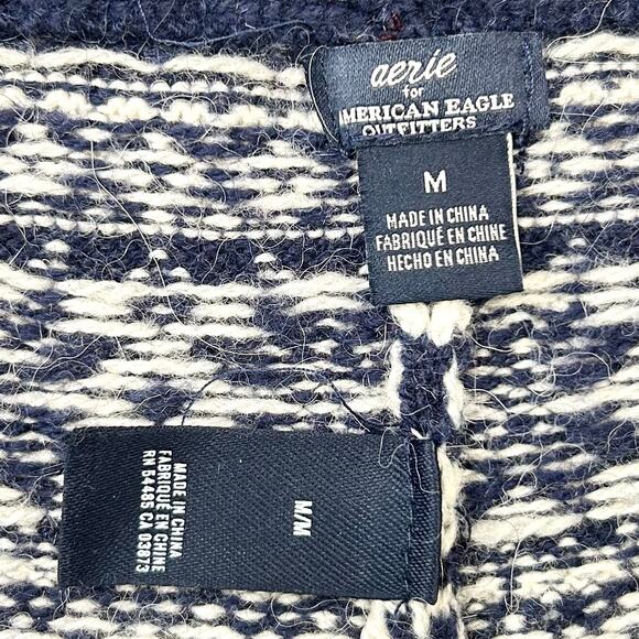 American Eagle Y2K Aerie Navy Fair Isle Blue Wool Blend Knit Short - Picture 7 of 8